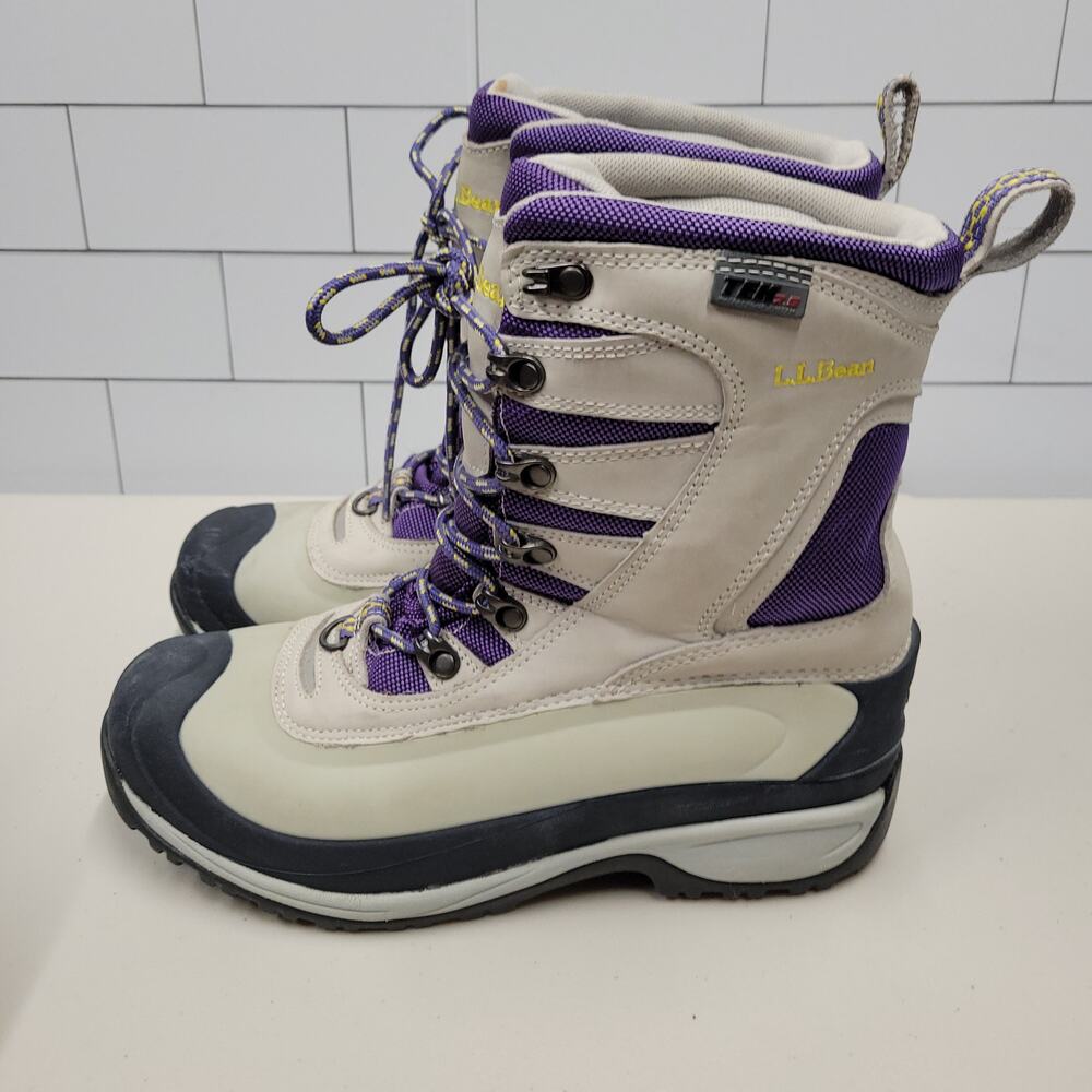 L.L.Bean Womens Size 10 M TEK 2.5 Waterproof Winter Snow Boots Purple Beige